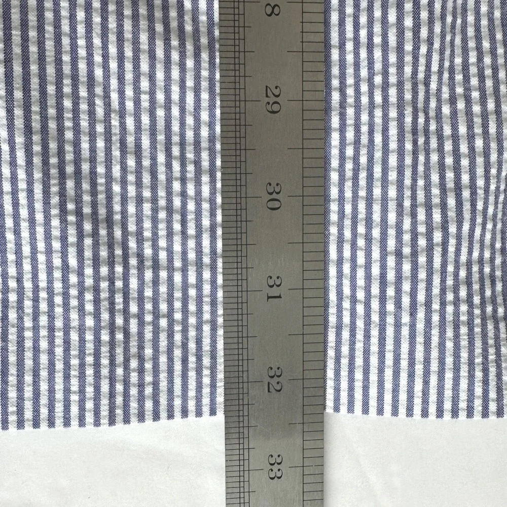 Alan Flusser Preppy Coastal Mens Seersucker Sport Coat 42L Blue Striped Cotton